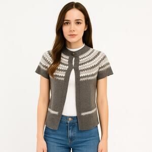 A. Giannetti Fair Isle lambswool preppy cardigan